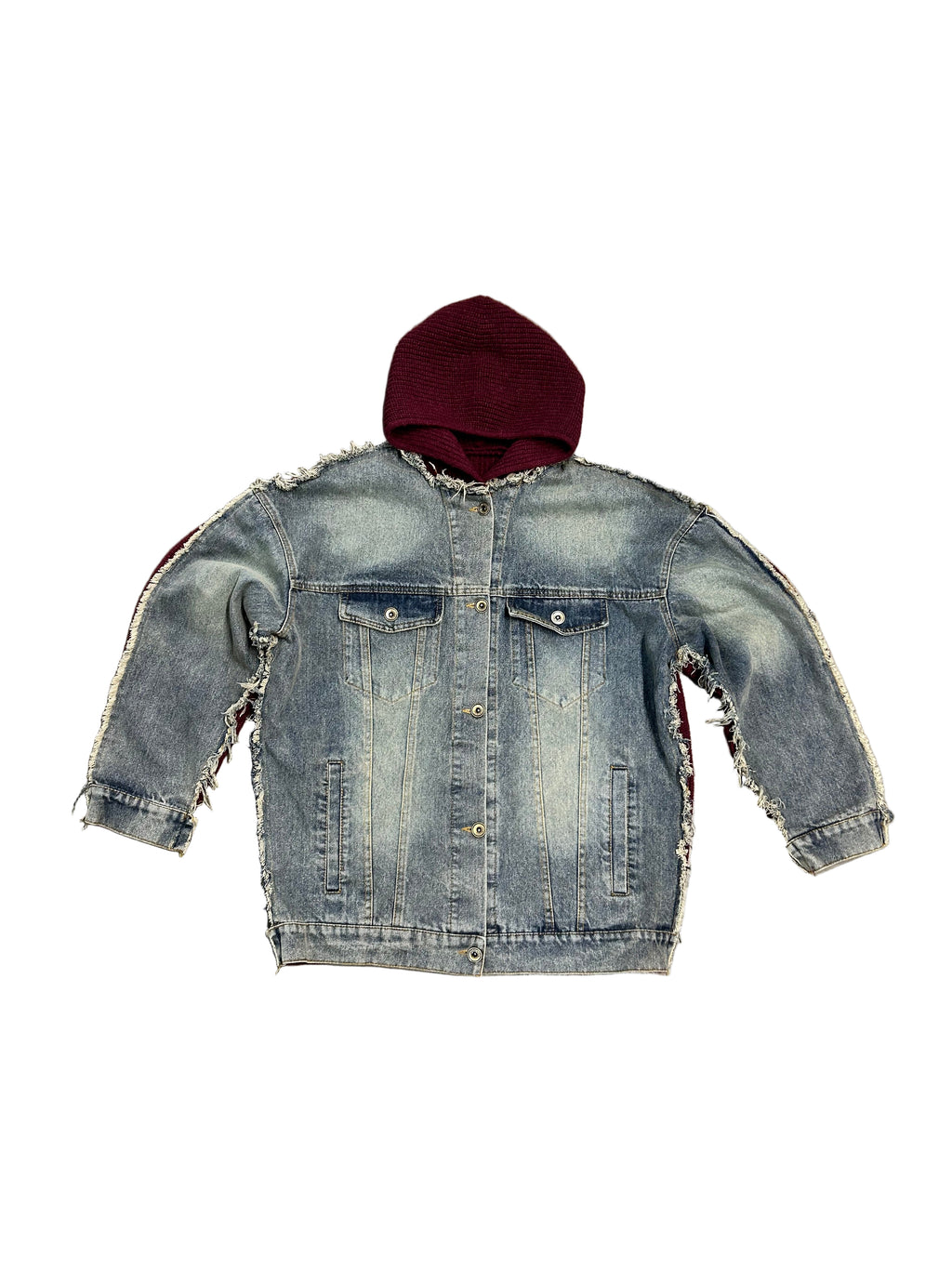 knitted distressed jean jacket