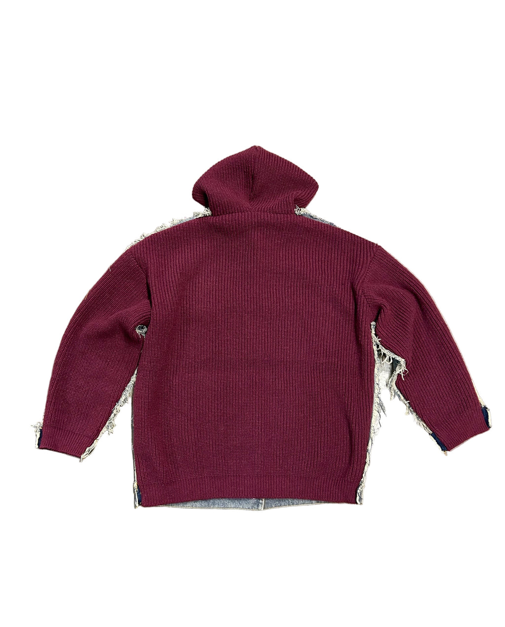 knitted distressed jean jacket