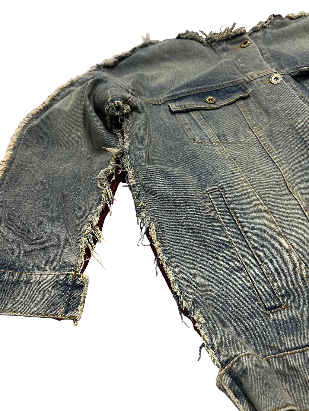 knitted distressed jean jacket