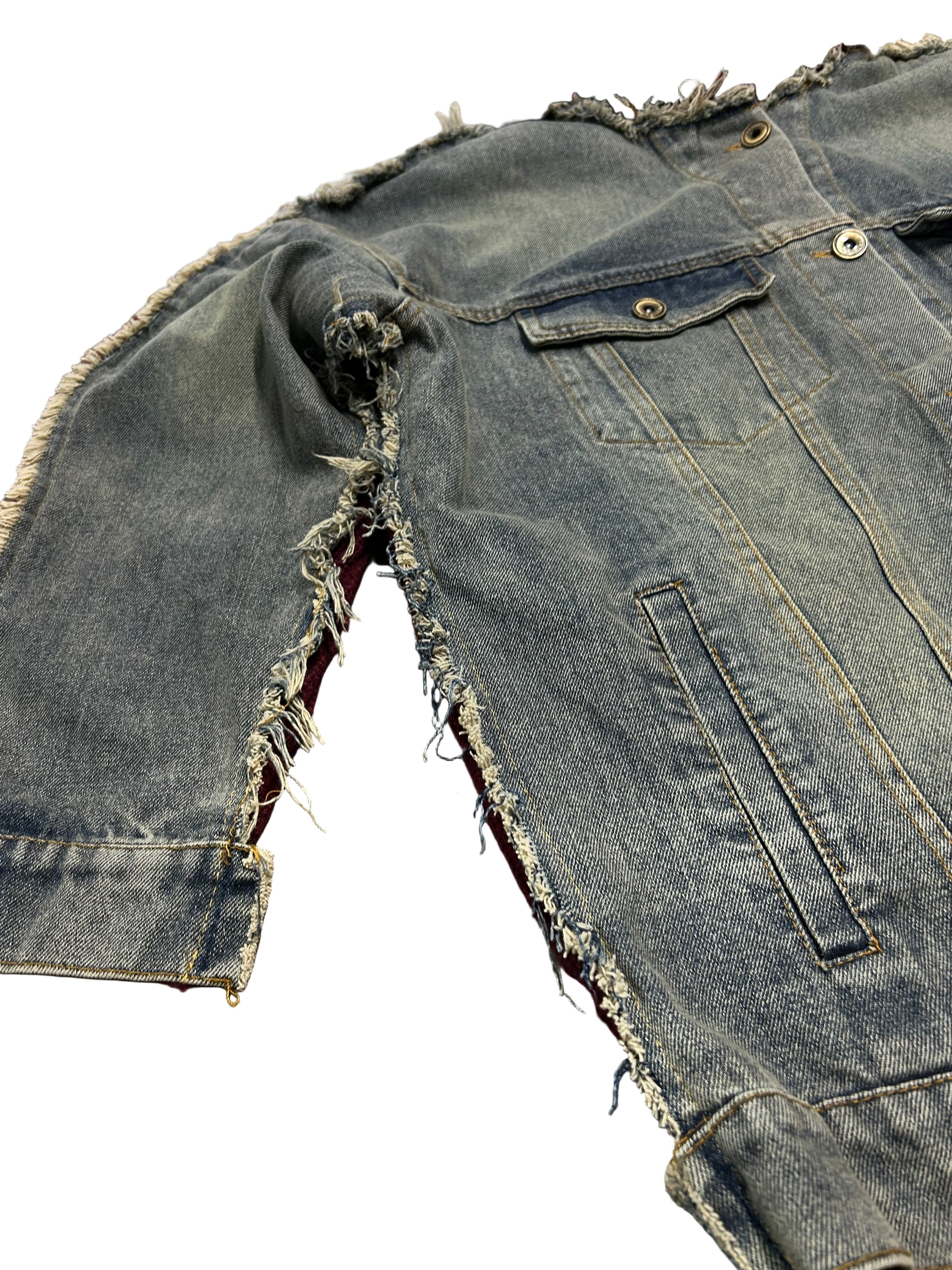 knitted distressed jean jacket