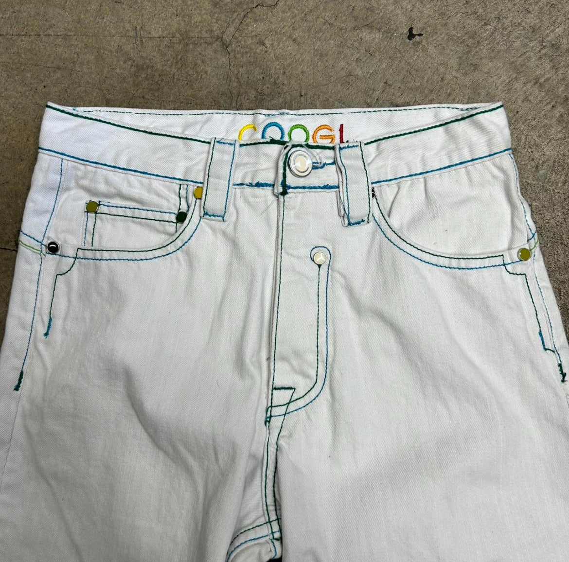 WOMENS Vintage COOGI Colorful Stitched Wide-Leg Jeans