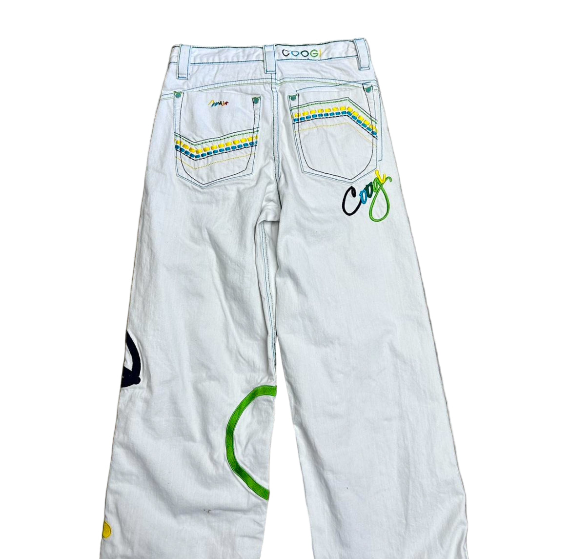 WOMENS Vintage COOGI Colorful Stitched Wide-Leg Jeans