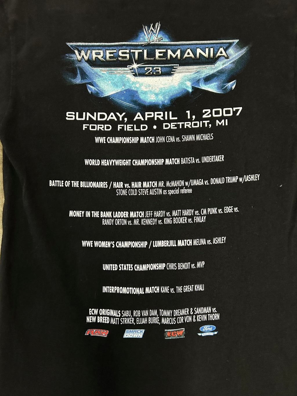 Vintage WWE WrestleMania 23 2007 Black T-SHIRT