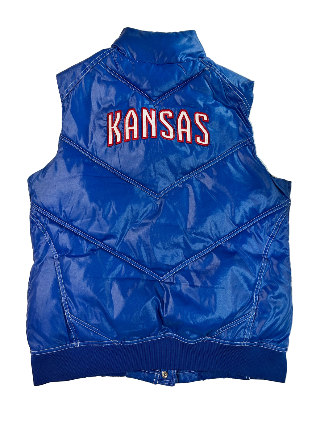 VINTAGE Adidas University of Kansas KU Jayhawks Puffer Vest Royal Blue