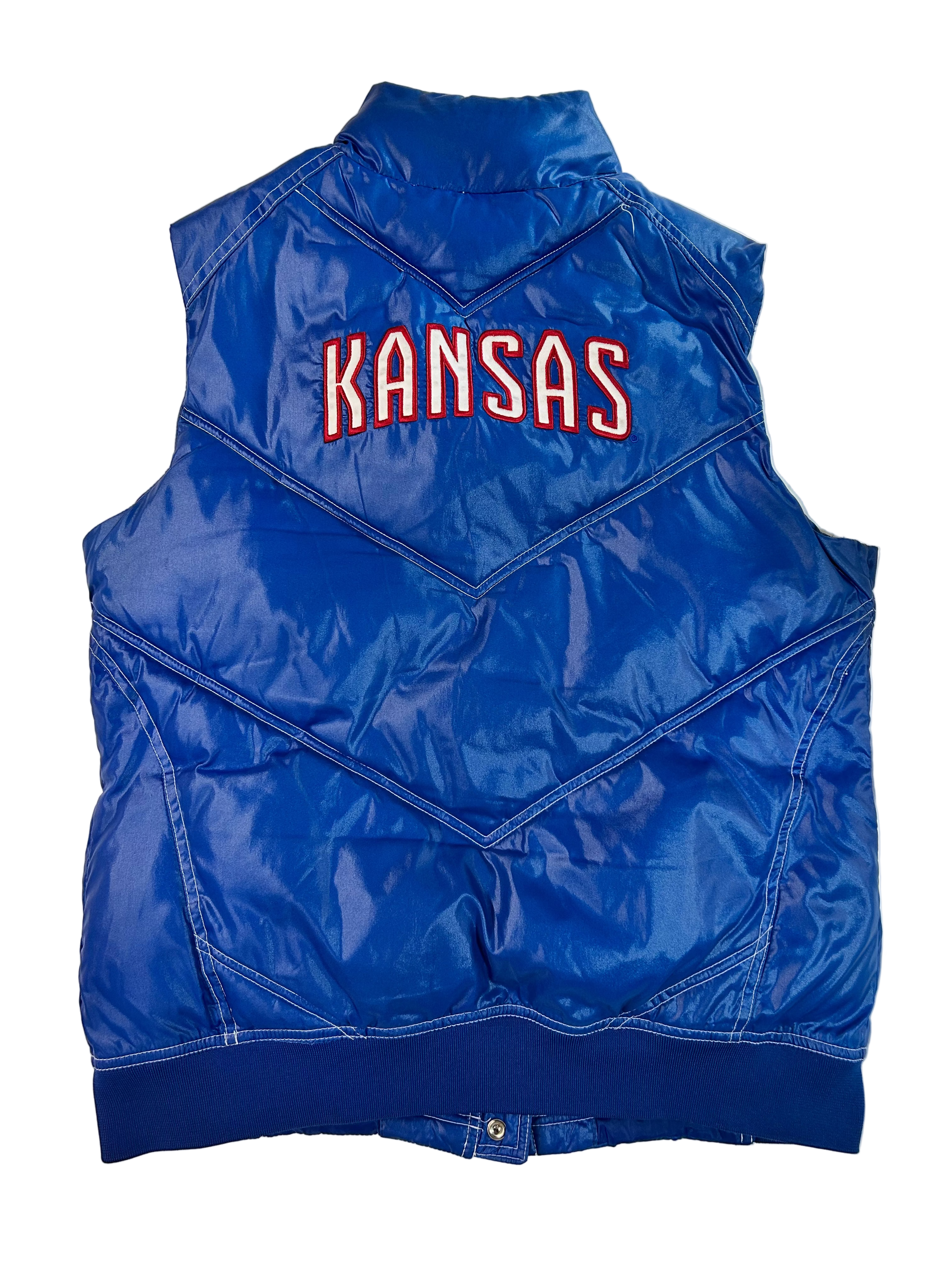 VINTAGE Adidas University of Kansas KU Jayhawks Puffer Vest Royal Blue