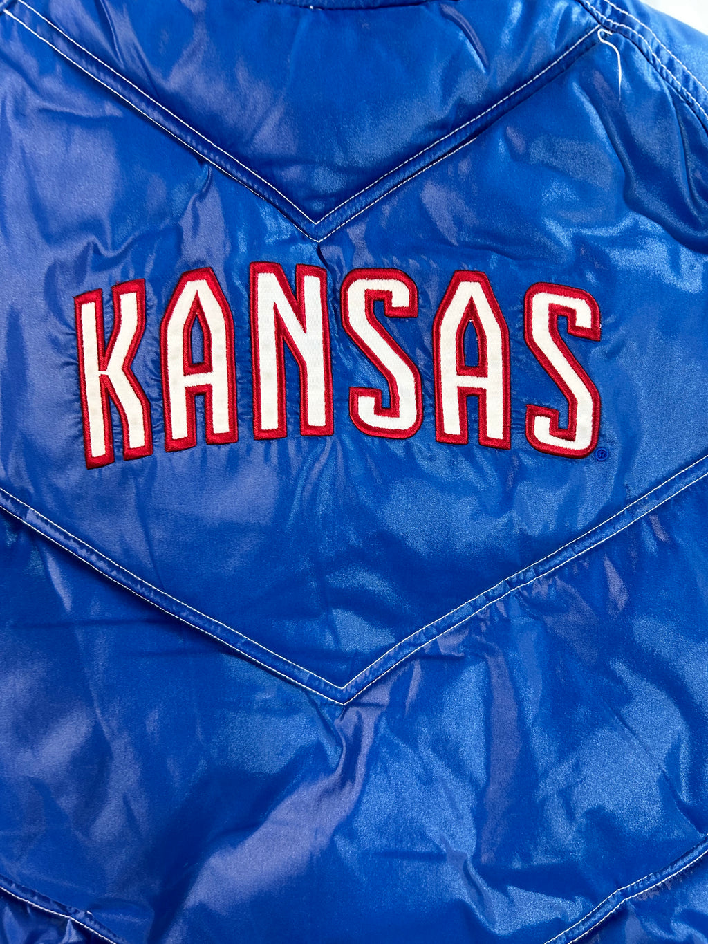 VINTAGE Adidas University of Kansas KU Jayhawks Puffer Vest Royal Blue