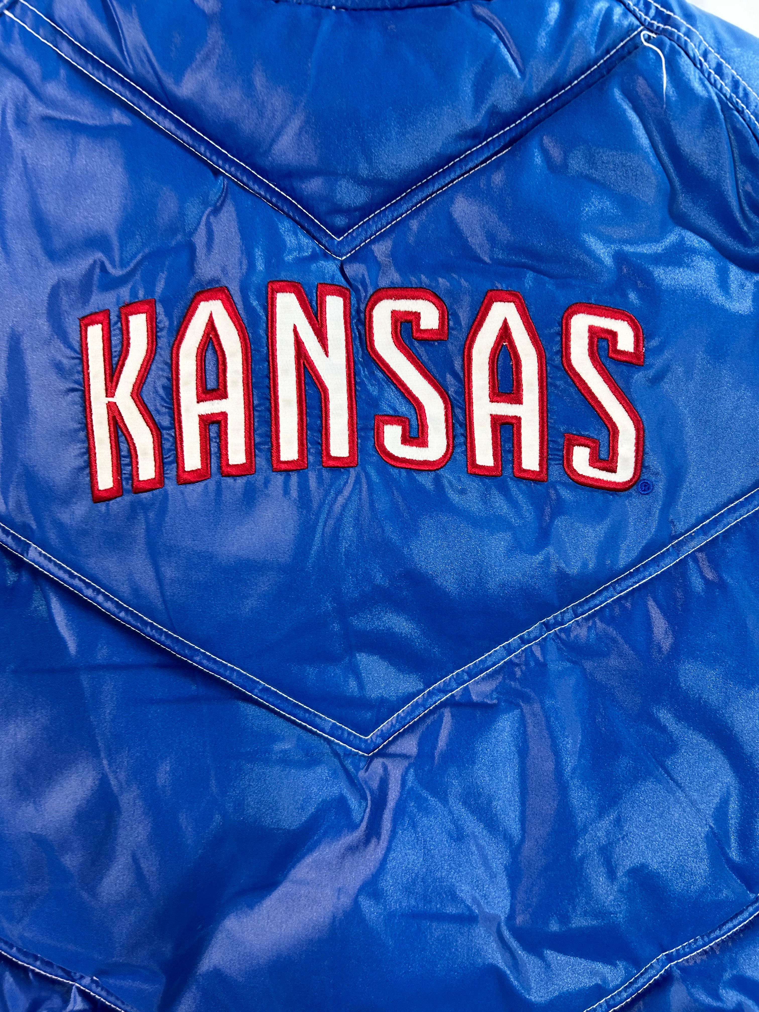 VINTAGE Adidas University of Kansas KU Jayhawks Puffer Vest Royal Blue