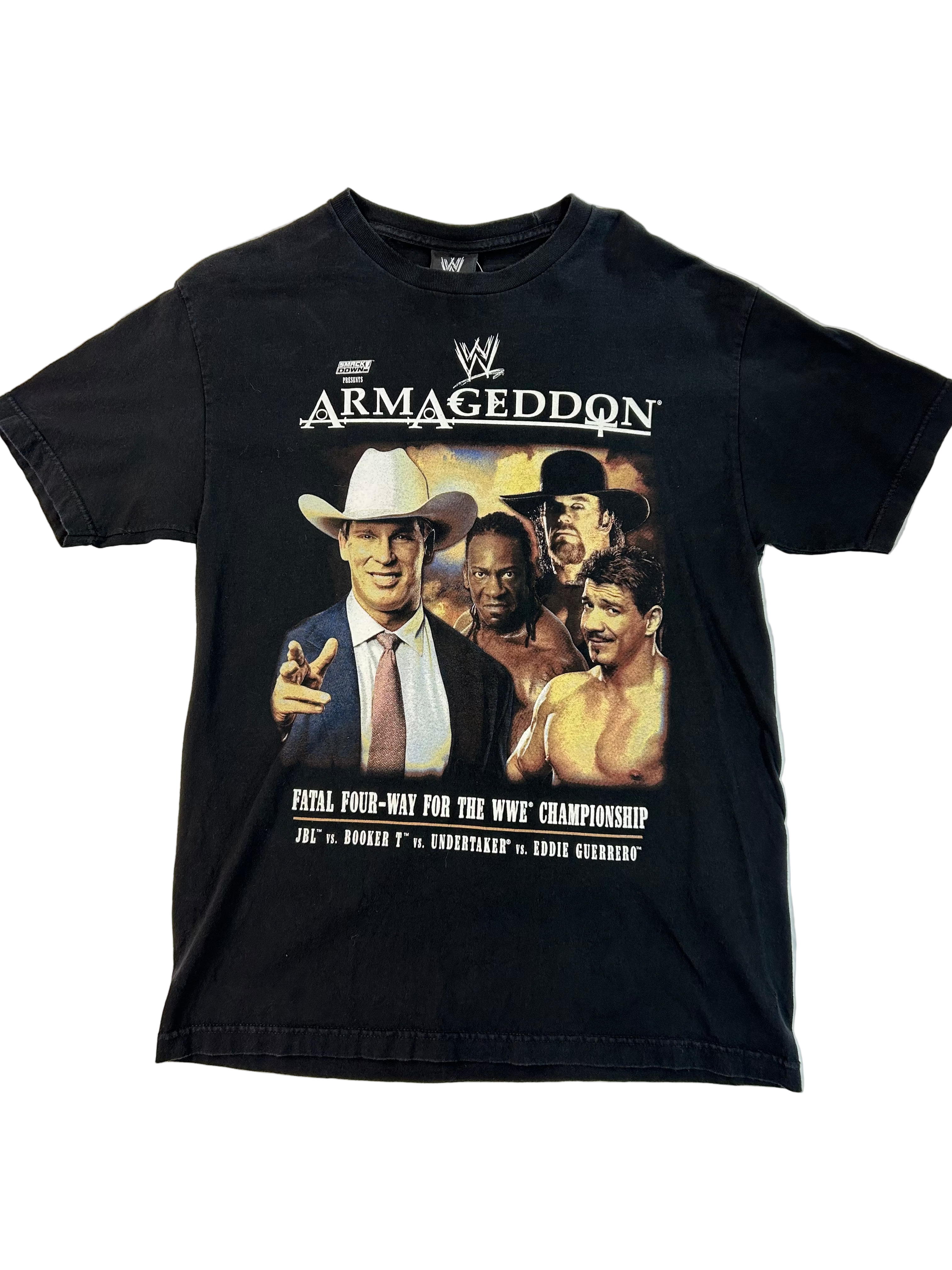 Vintage WWE Armageddon T-Shirt - JBL, Undertaker, Eddie Guerrero - Fatal 4- Way