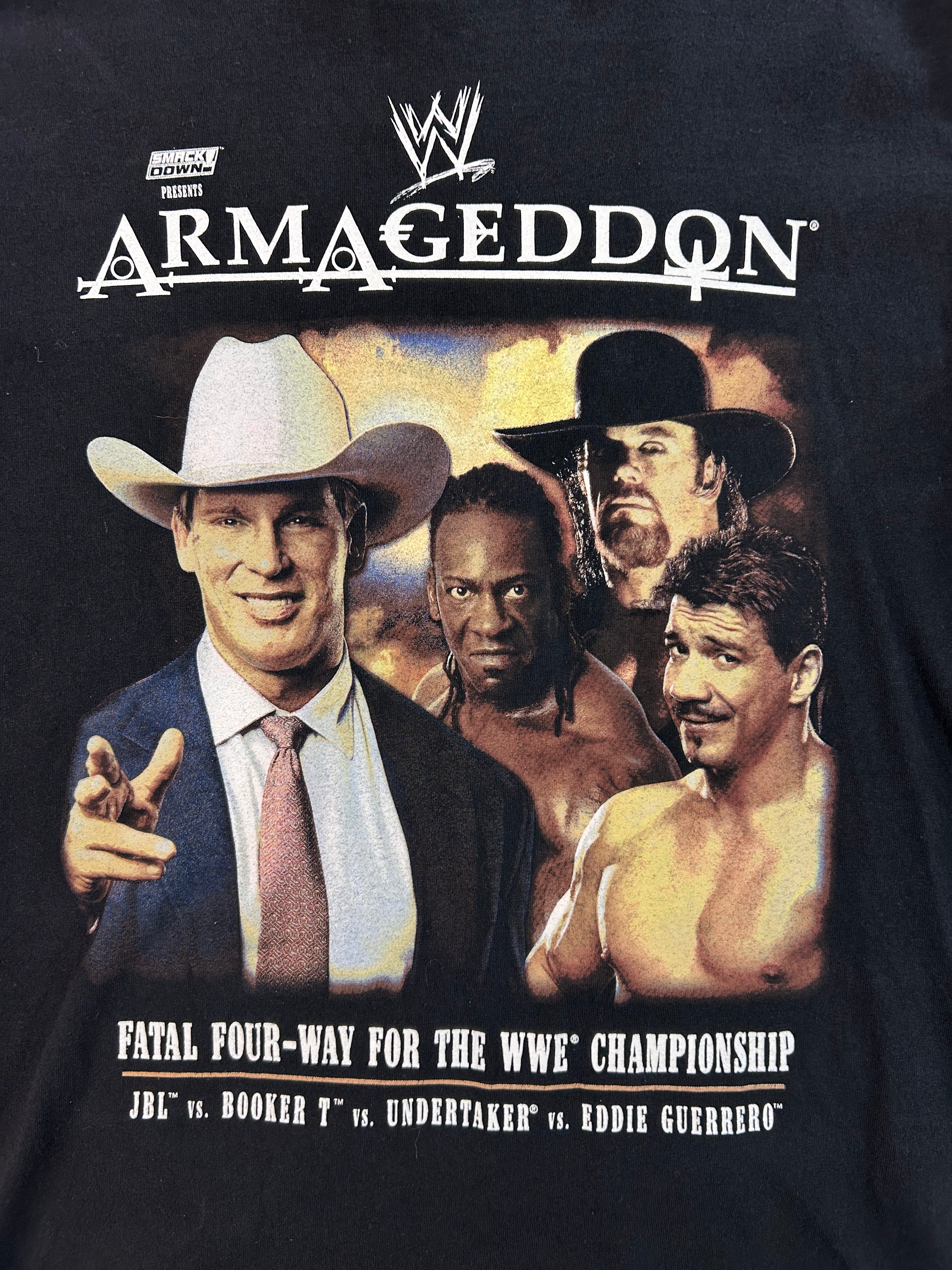 Vintage WWE Armageddon T-Shirt - JBL, Undertaker, Eddie Guerrero - Fatal 4- Way