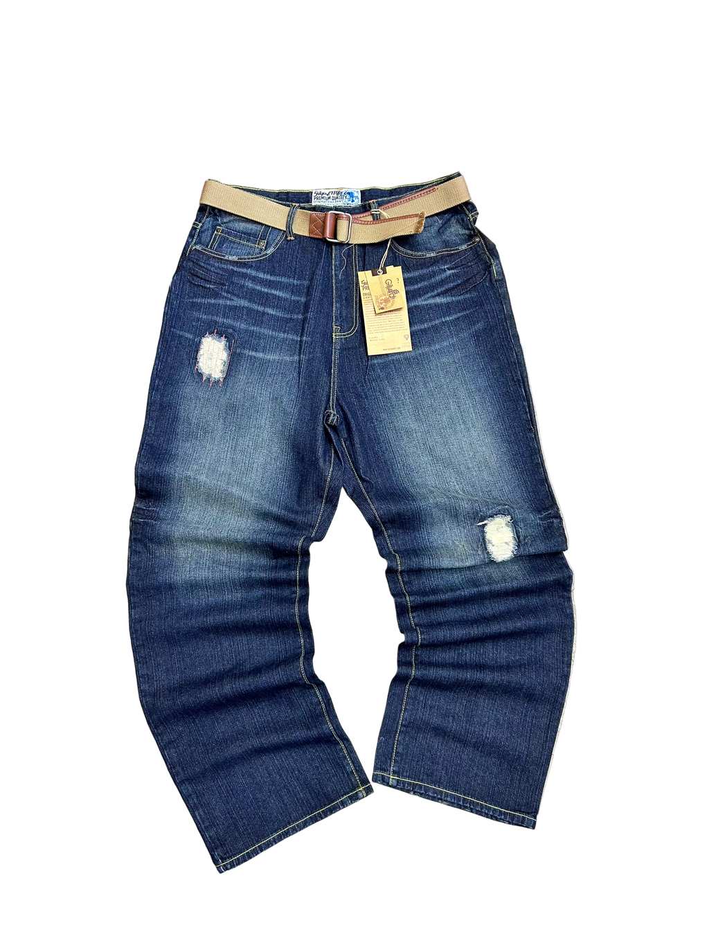 GILYARD MFGCO Distressed denim jeans with ripped details SIZE W 38 L 34