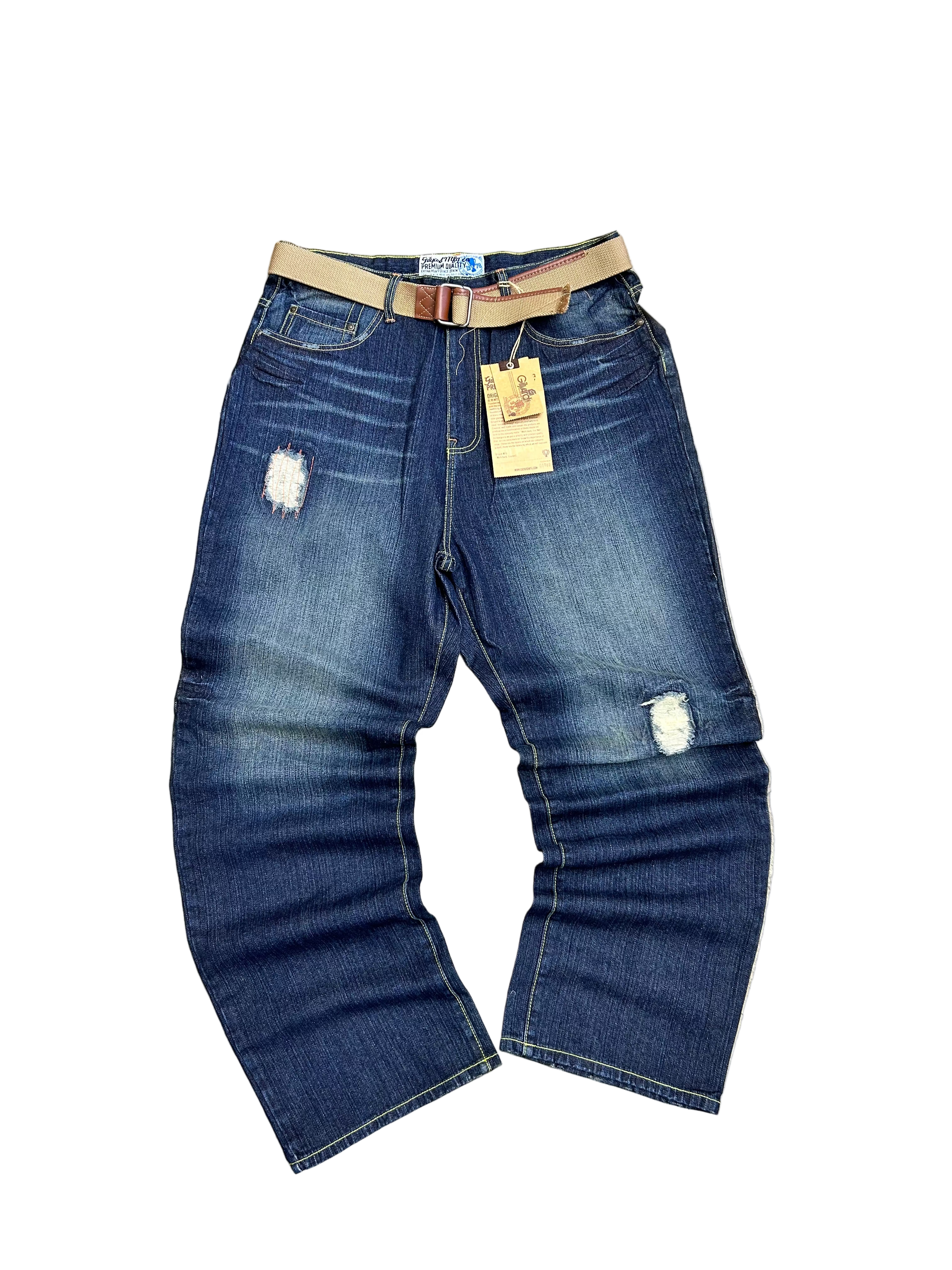 GILYARD MFGCO Distressed denim jeans with ripped details SIZE W 38 L 34
