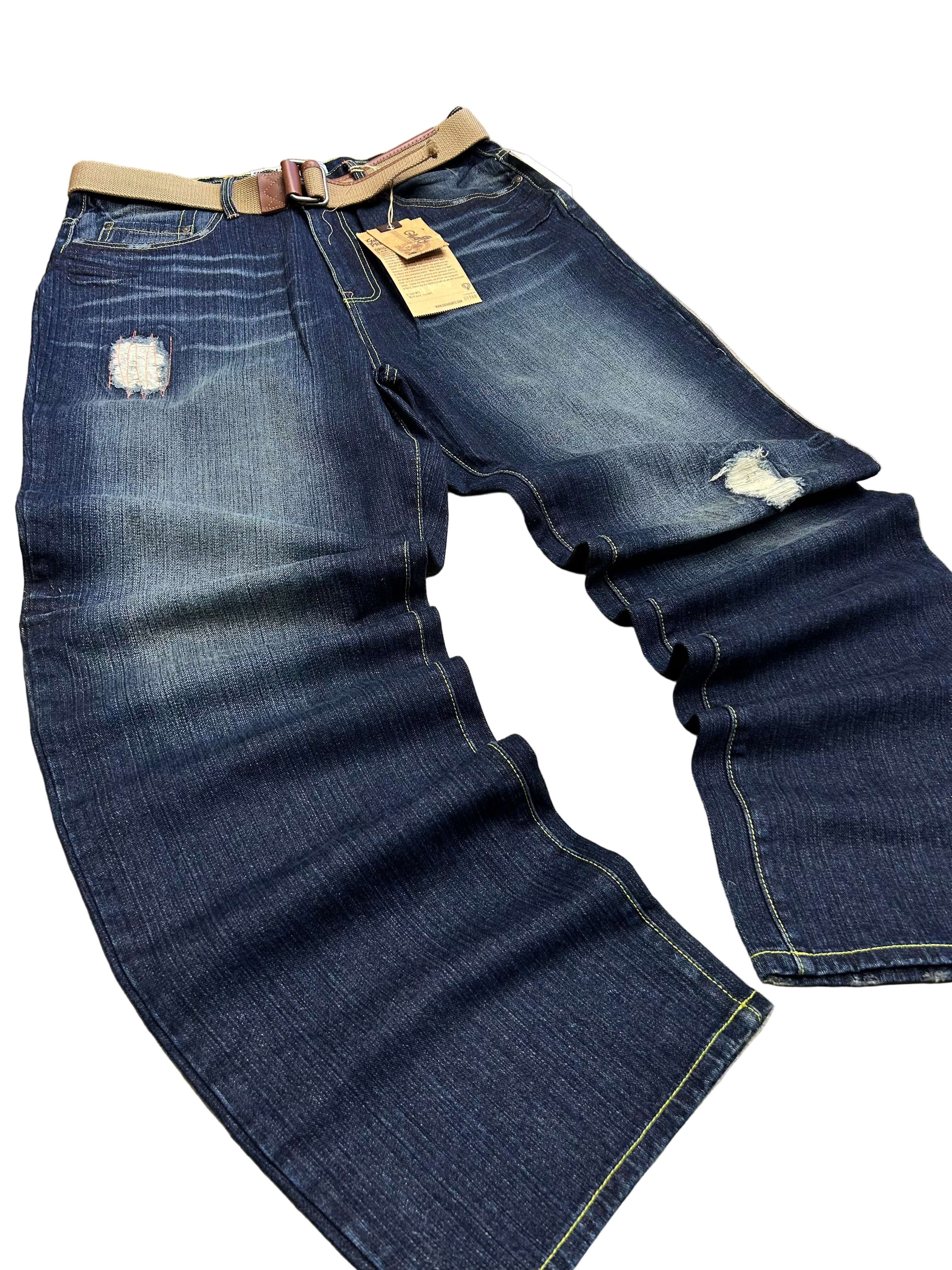 GILYARD MFGCO Distressed denim jeans with ripped details SIZE W 38 L 34