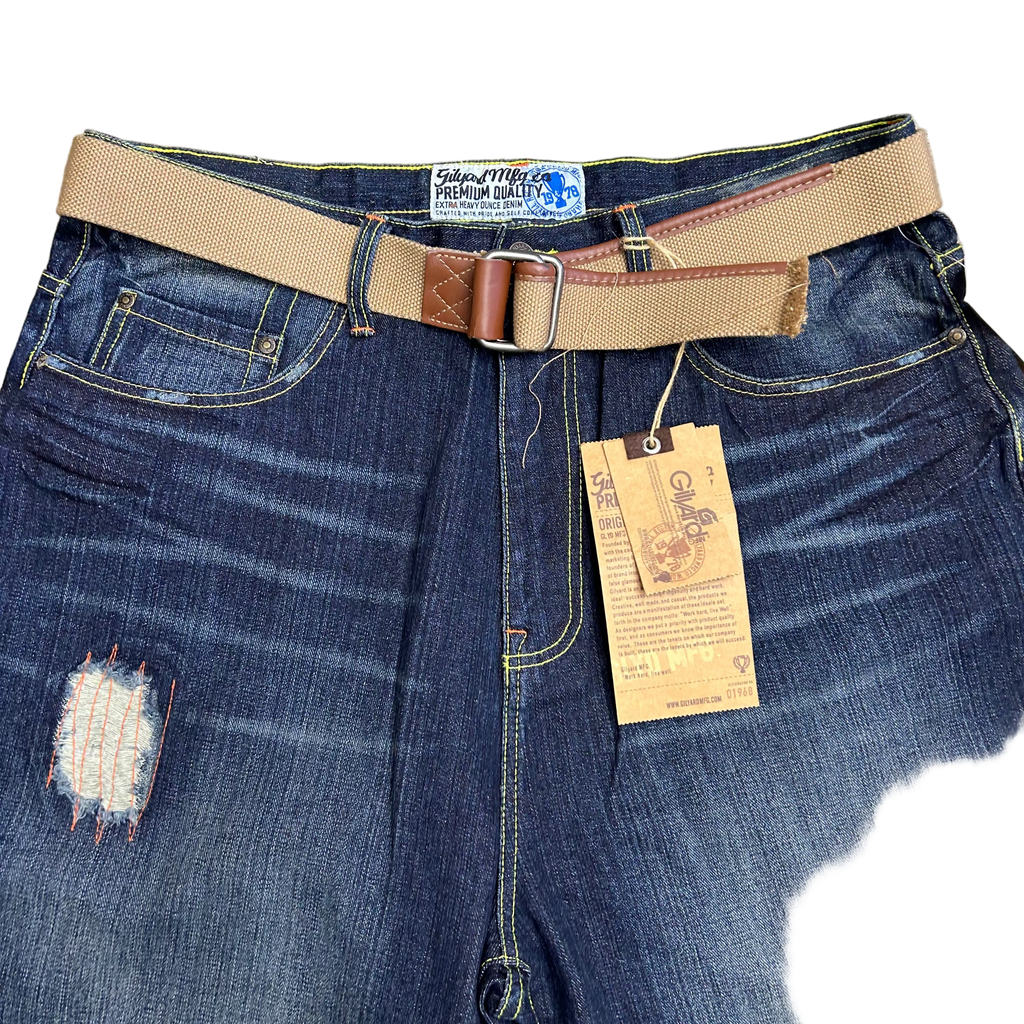 GILYARD MFGCO Distressed denim jeans with ripped details SIZE W 38 L 34