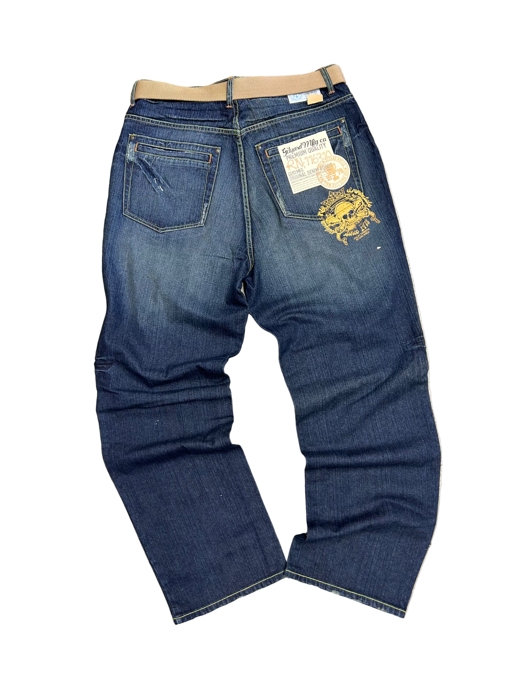 GILYARD MFGCO Distressed denim jeans with ripped details SIZE W 38 L 34