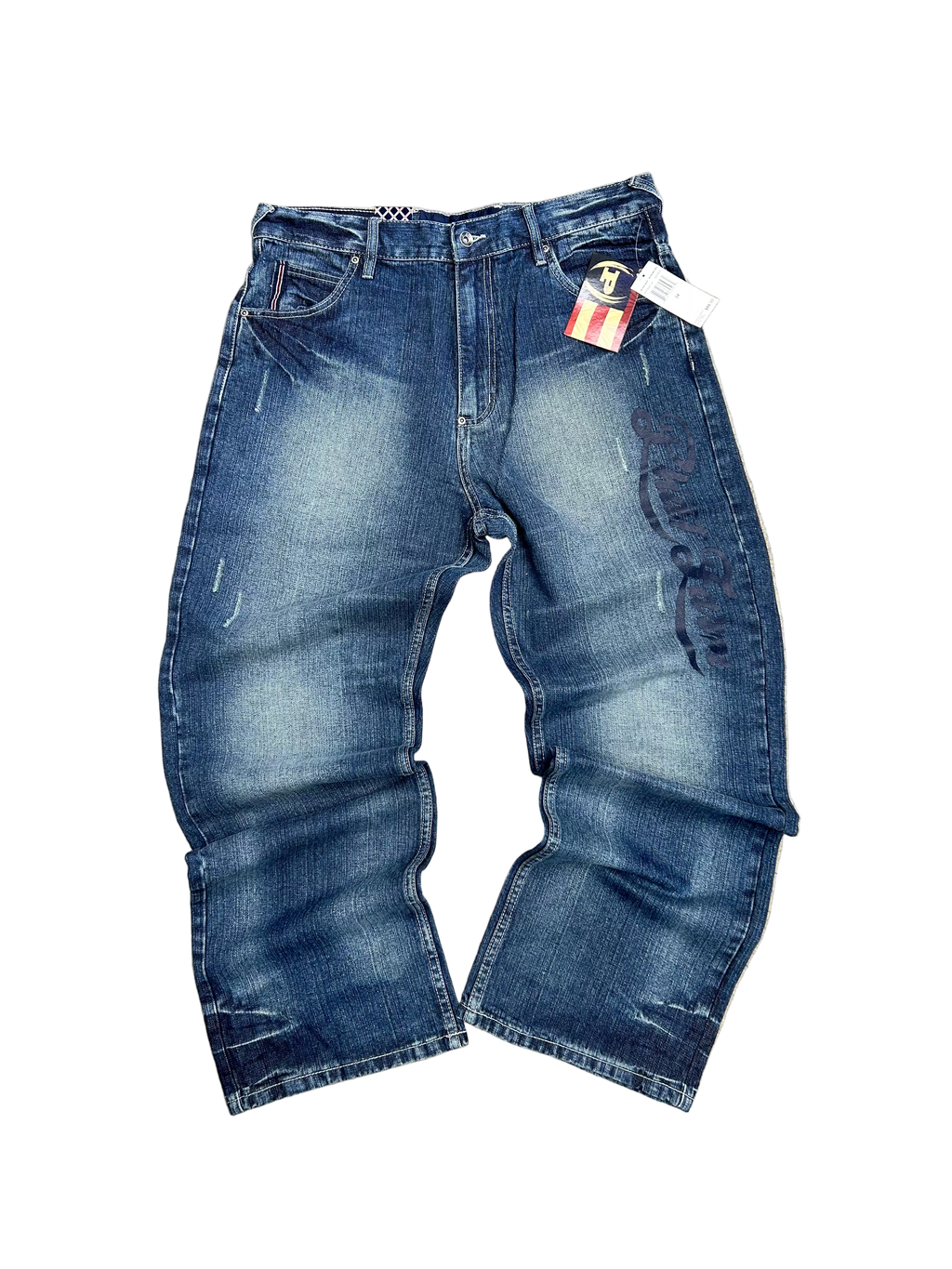 PHAT FARM DENIM Blue distressed denim jeans with a BAGGY FIT