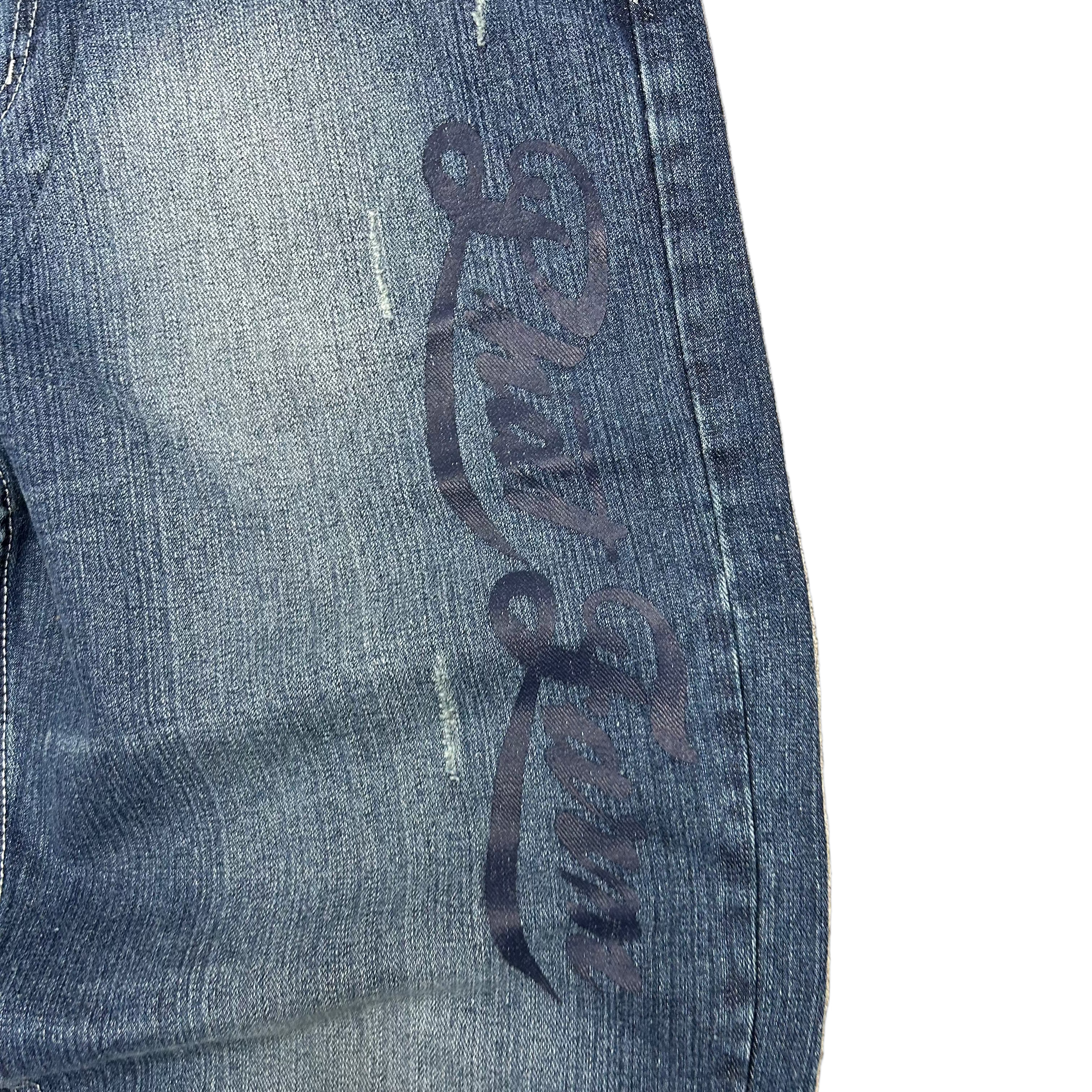 PHAT FARM DENIM Blue distressed denim jeans with a BAGGY FIT
