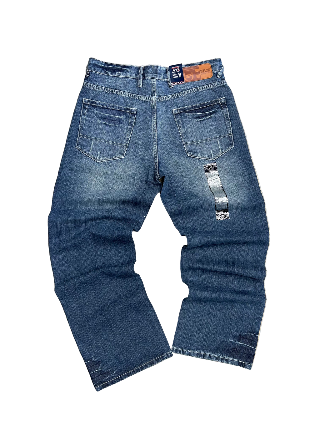 PHAT FARM DENIM Blue distressed denim jeans with a BAGGY FIT