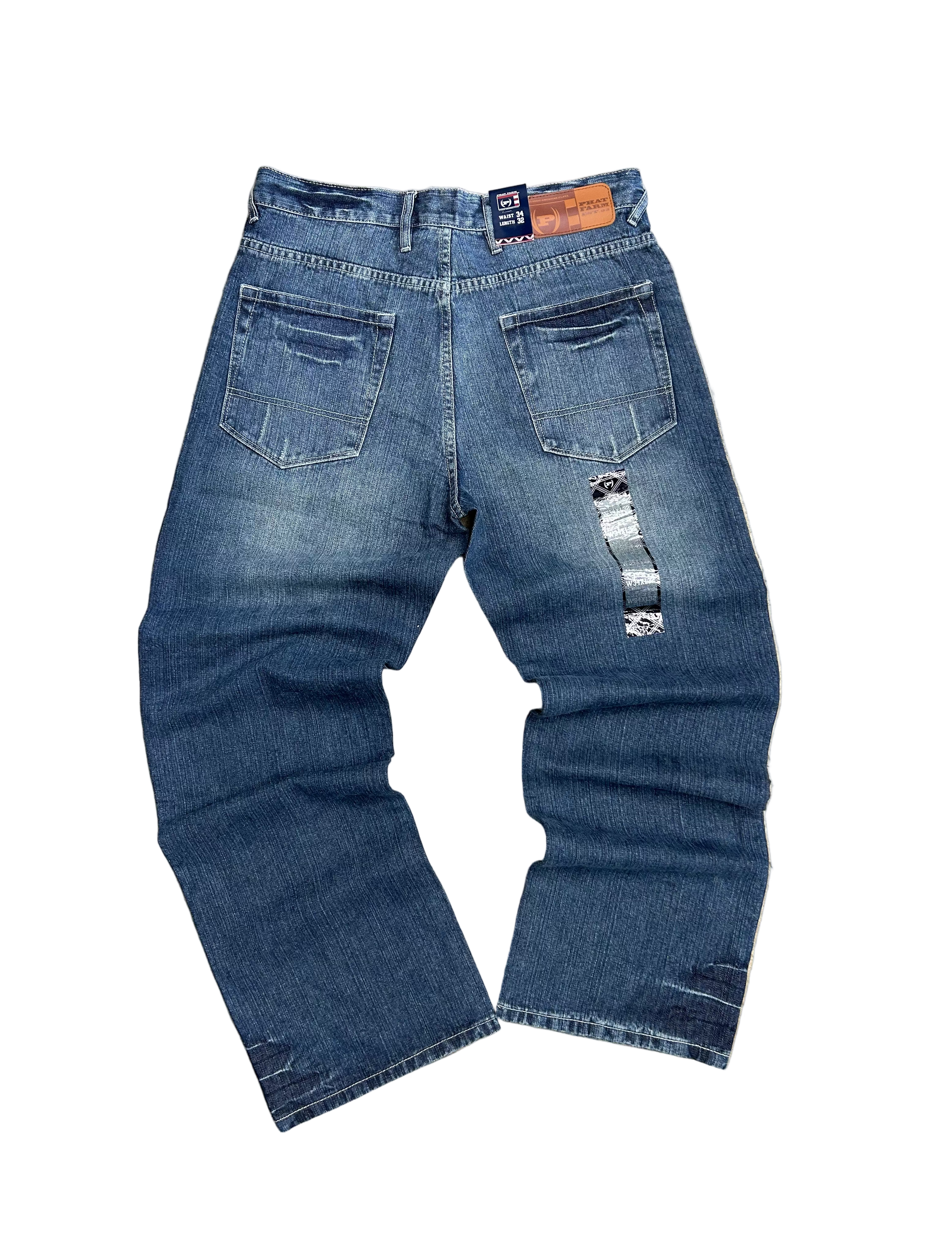 PHAT FARM DENIM Blue distressed denim jeans with a BAGGY FIT