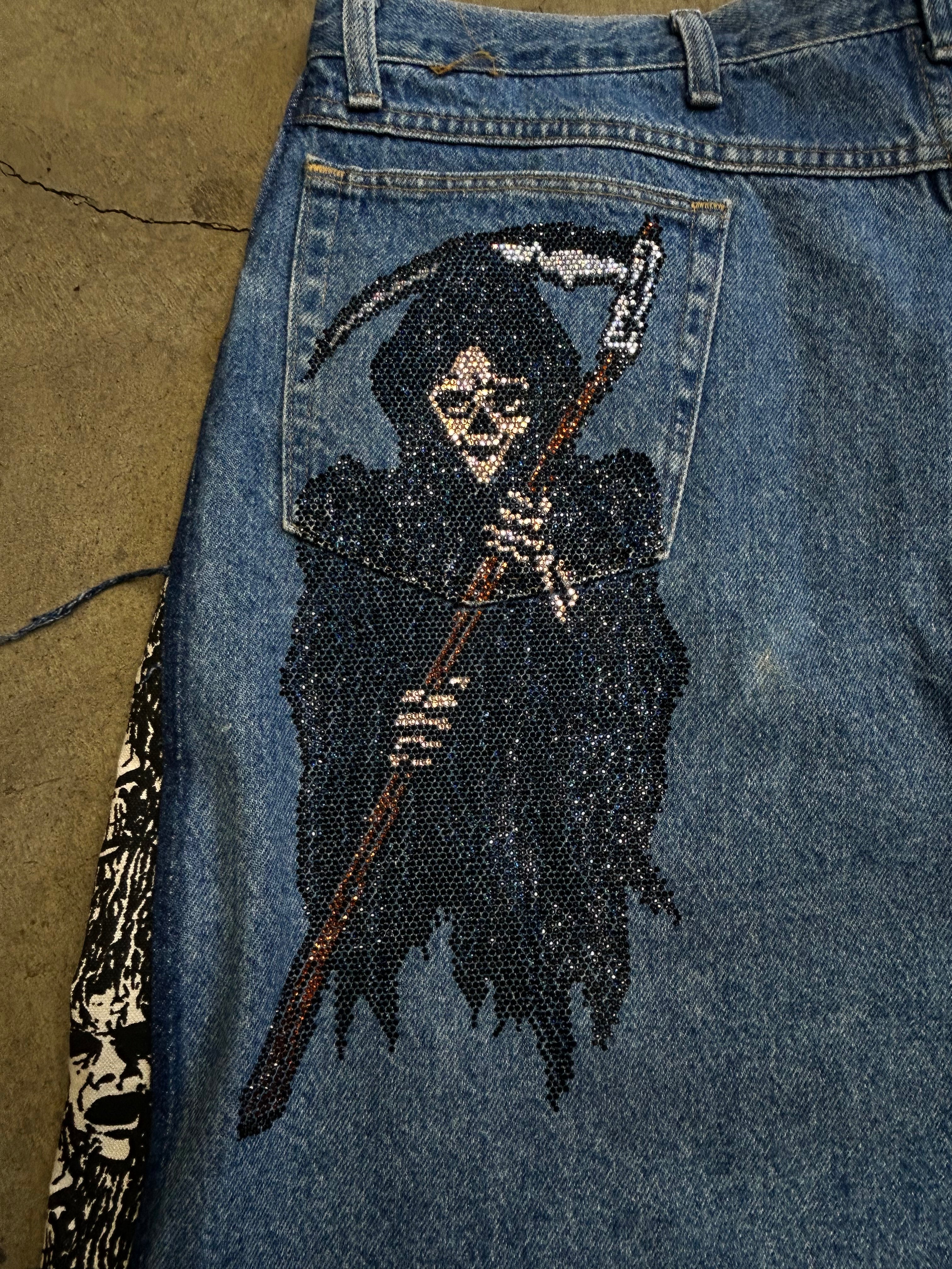 REAPER CUSTOM JORTS with rhinestones