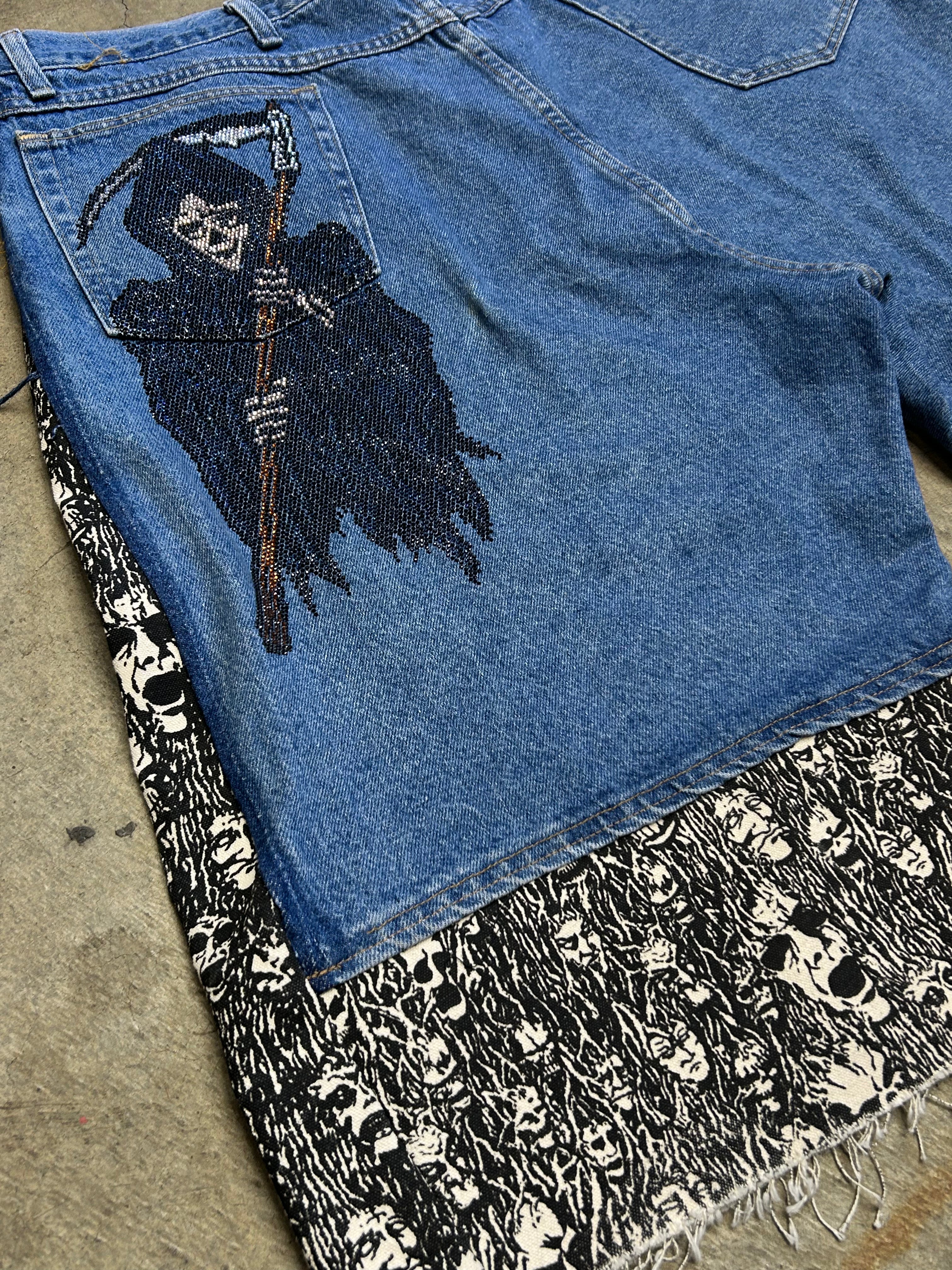 REAPER CUSTOM JORTS with rhinestones