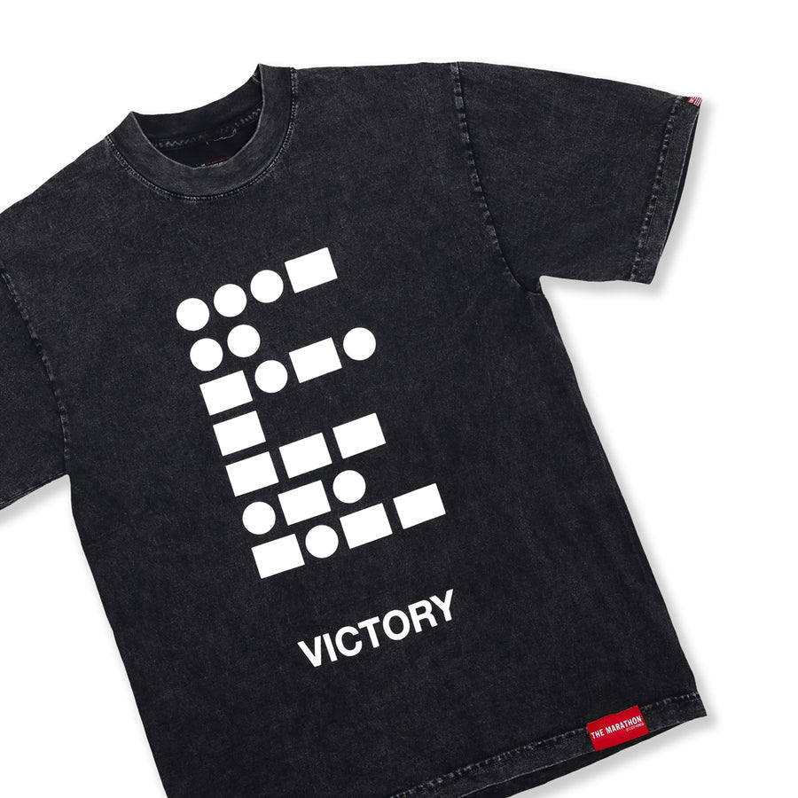 MORSE CODE VICTORY T-SHIRT - CARBON WASHED BLACK