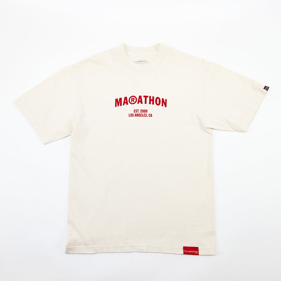MARATHON REGISTERED T-SHIRT - BONE/RED