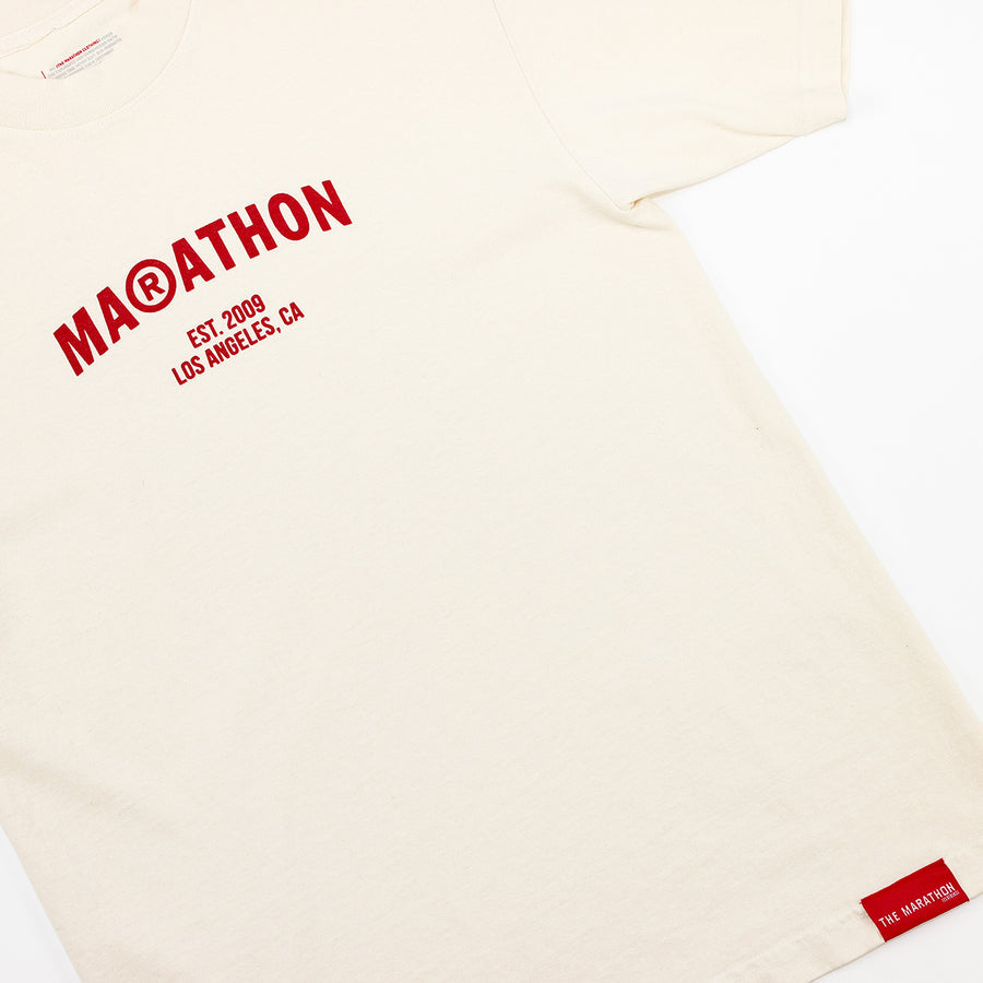 MARATHON REGISTERED T-SHIRT - BONE/RED