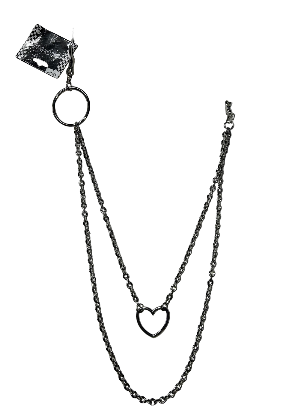 DOUBLE HEART Silver Wallet chain