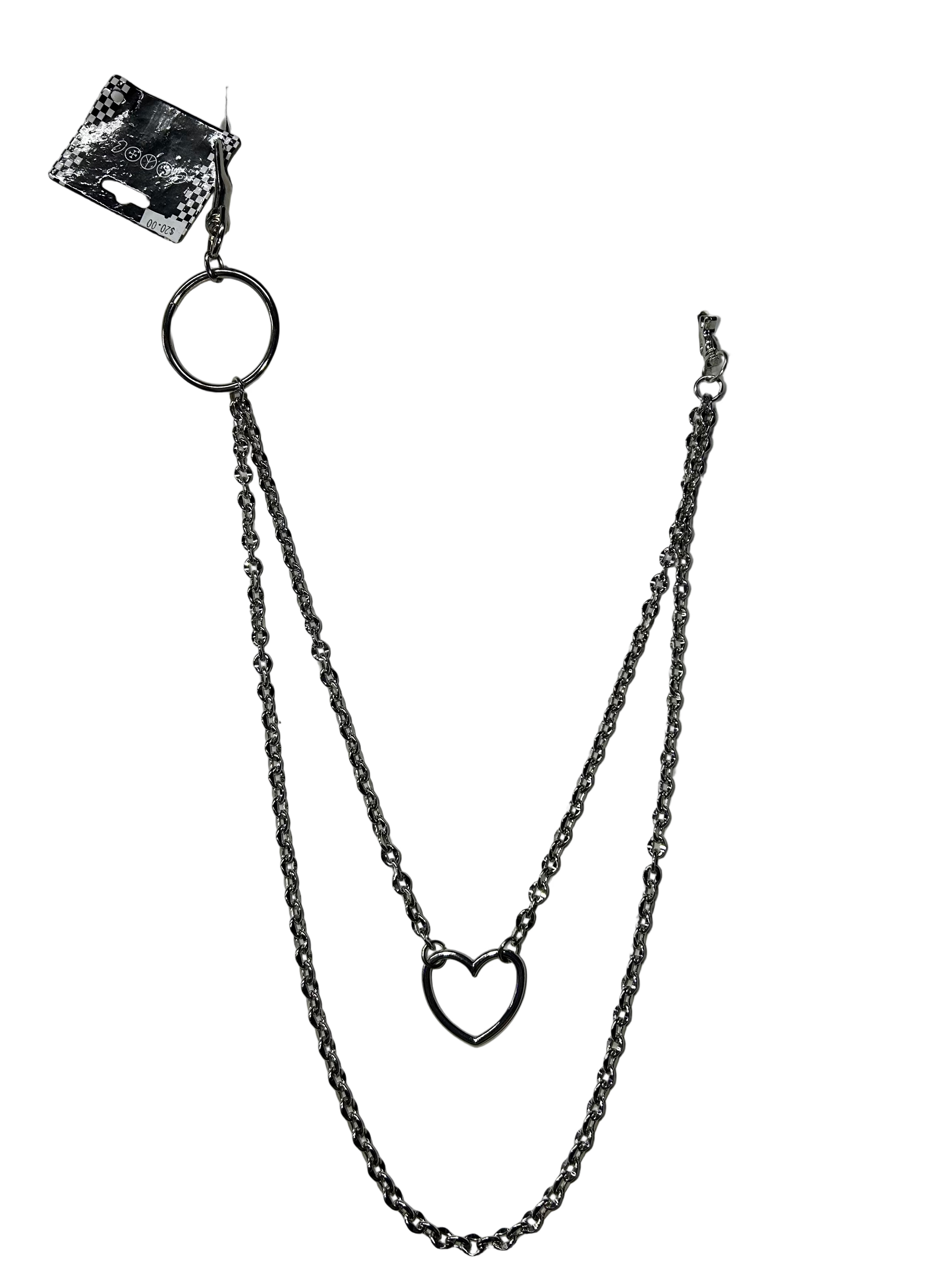 DOUBLE HEART Silver Wallet chain