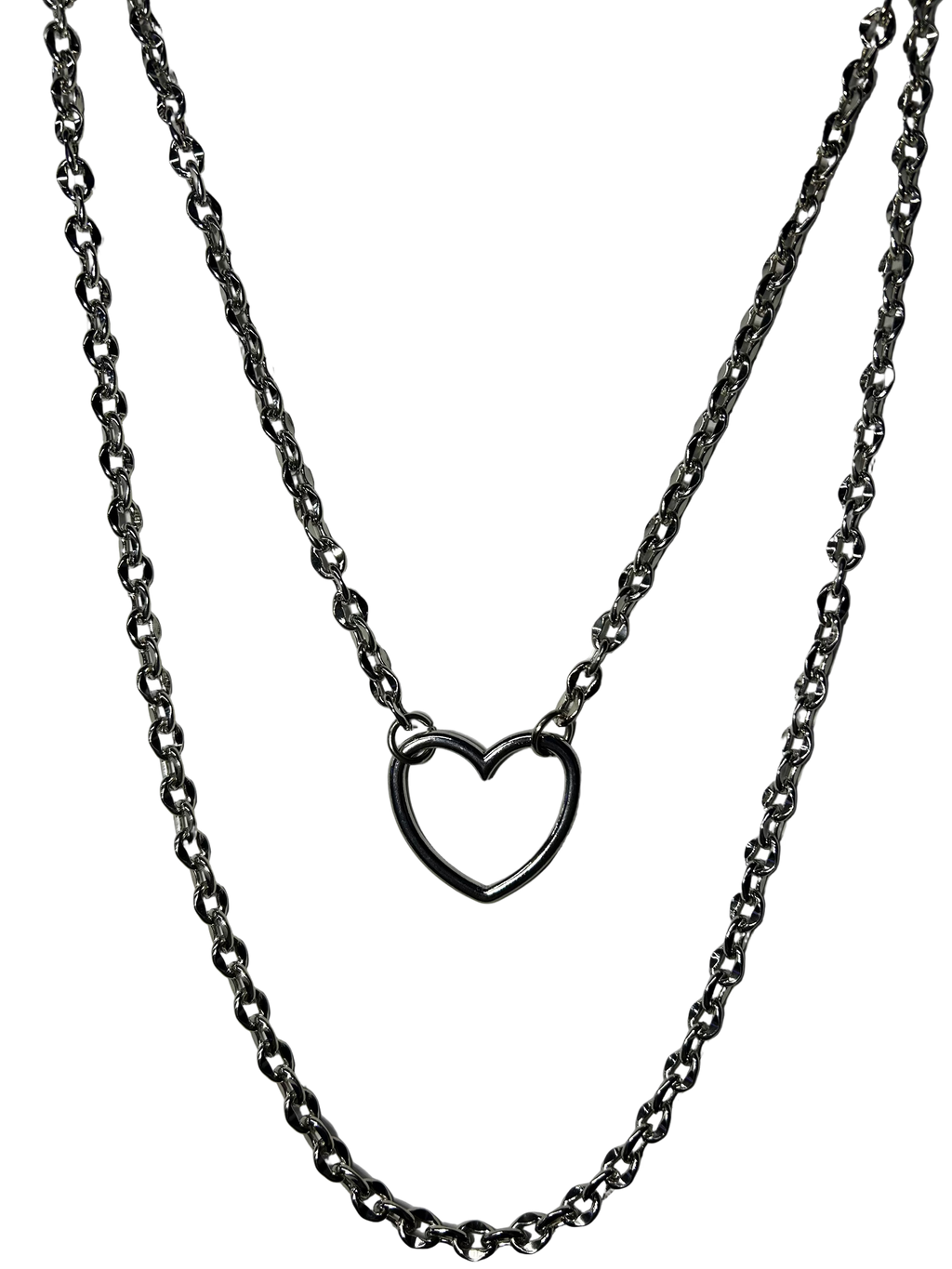 DOUBLE HEART Silver Wallet chain