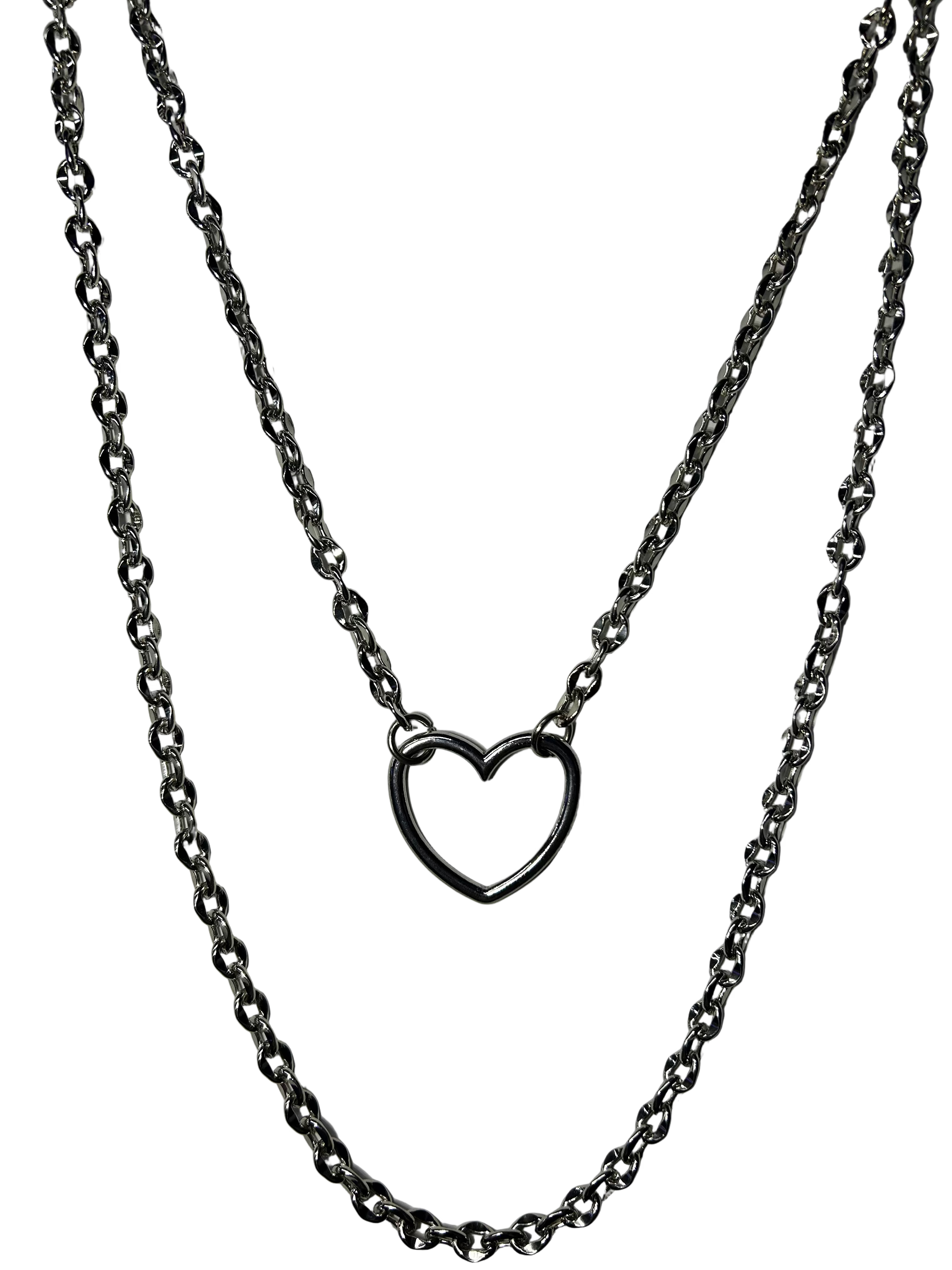 DOUBLE HEART Silver Wallet chain