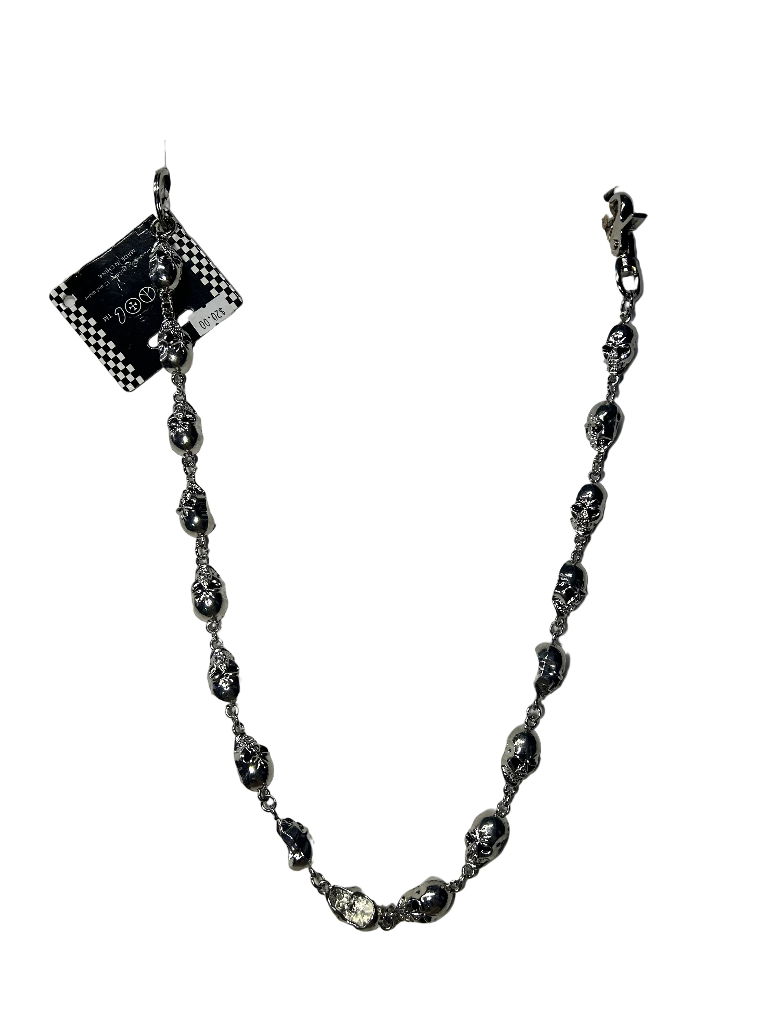 SILVER SKULL HEADS Wallet chains